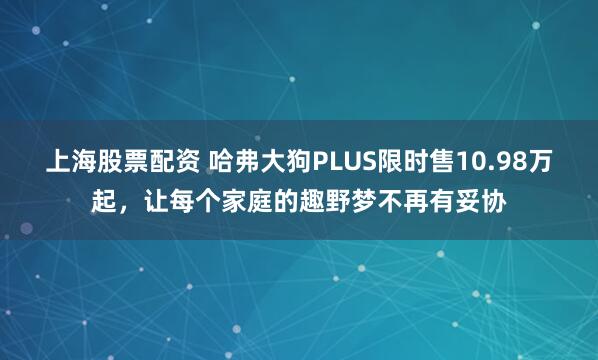 上海股票配资 哈弗大狗PLUS限时售10.98万起，让每个家庭的趣野梦不再有妥协
